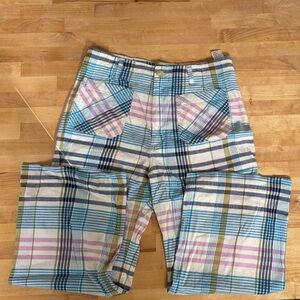 Anthropologie Maeve Colette Wide-Leg Pants Plaid